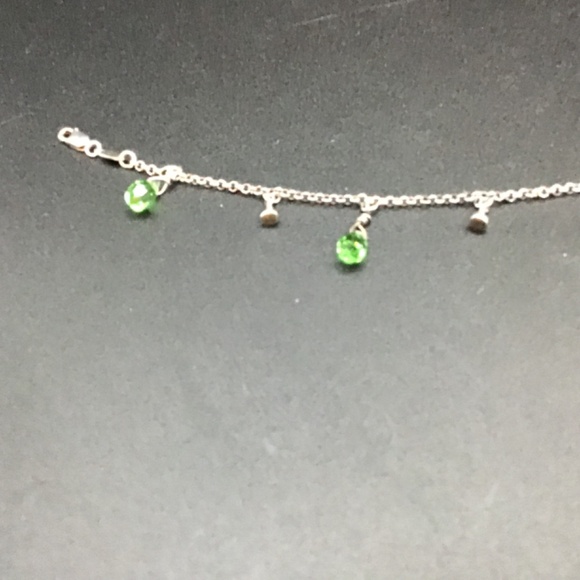 Italy 925 Sterling Silver with green Crystals Hallmarked - Picture 7 of 7